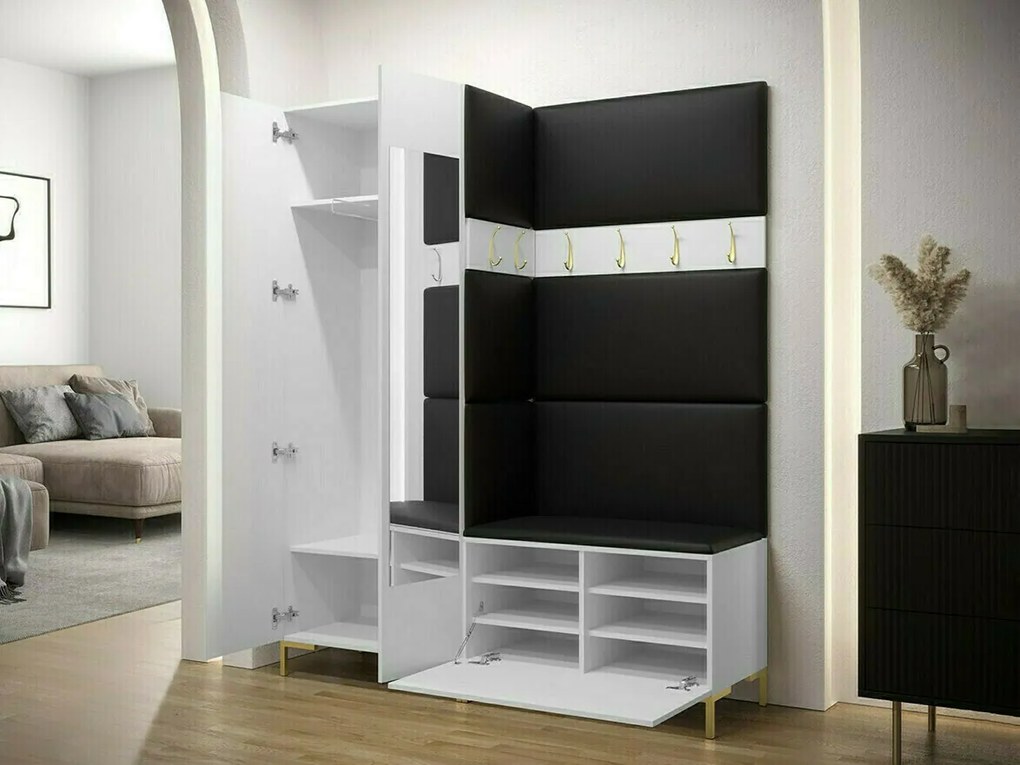 Σετ διαδρόμου Hartford F107, 196x158x46cm, Καθρέφτης, Craft δρυς, Σκούρο καφέ, Πλαστικοποιημένη μοριοσανίδα, Ταπισερί, Τοίχου, Εντοιχισμένη