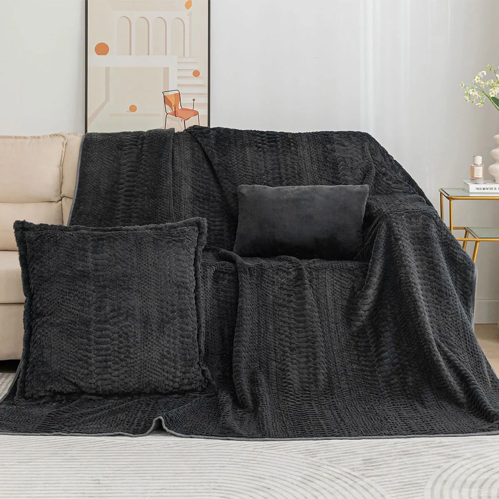 Γούνινο Ριχτάρι Διθέσιου Καναπέ (180x250) Silk Fashion NX201 Anthracite