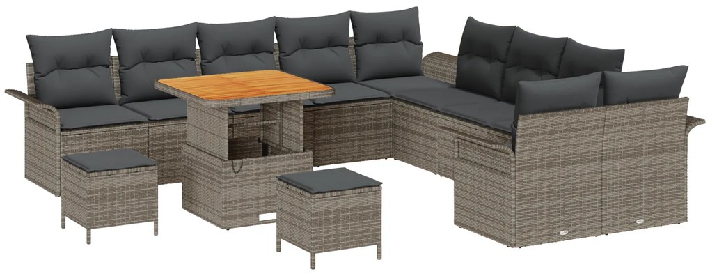 vidaXL Σετ Καναπέ Κήπου 13 pcs Γκρι συνθετικό ρατάν
