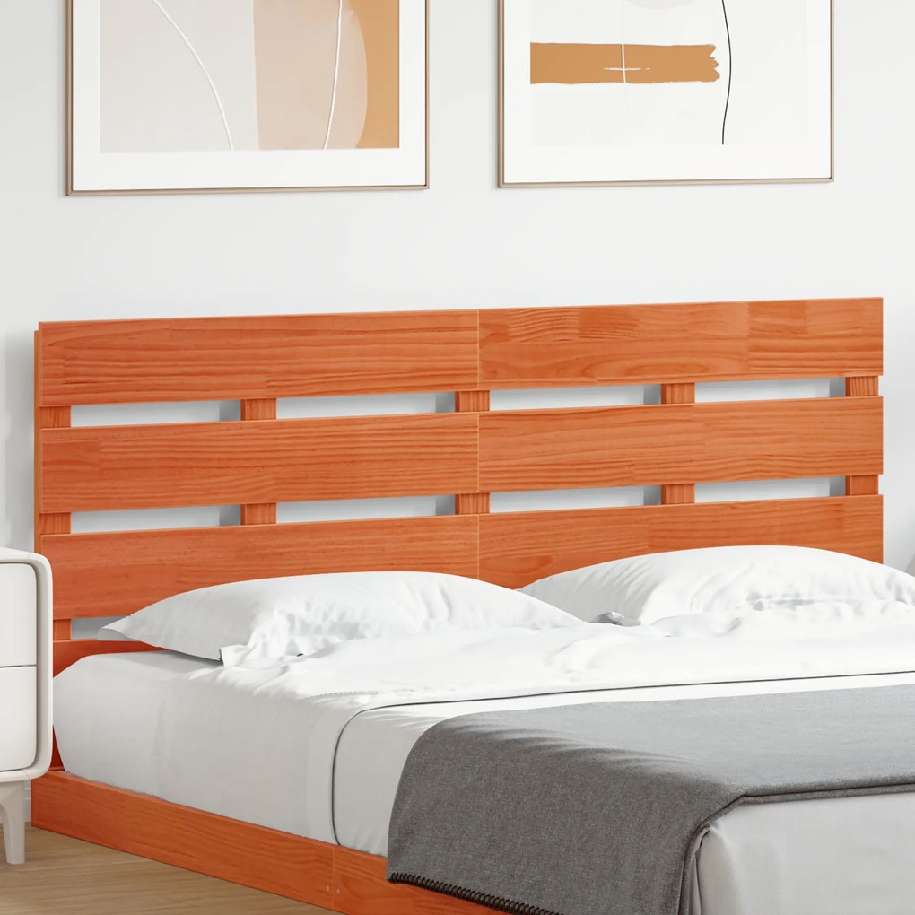 vidaXL Κεφαλός Βερνικωμένος Καφέ 140 cm από Στερεό Ξύλο Πεύκου