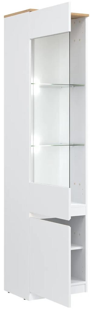 Βιτρίνα Orlando AF124, Δρυς, Άσπρο, Με πόρτες, Ο αριθμός των θυρών: 2, 194x48x37cm, 39 kg | Epipla1.gr