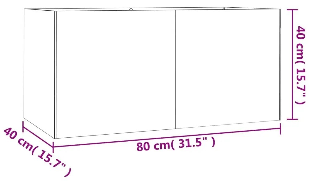 Ζαρντινιέρα 80x40x40 εκ. από Ατσάλι Corten - Καφέ