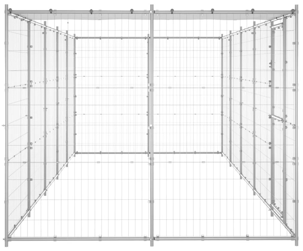 vidaXL Κλουβί Σκύλου Εξωτερικού Χώρου Στέγαστρο 12,1 μ² Γαλβ. Χάλυβας