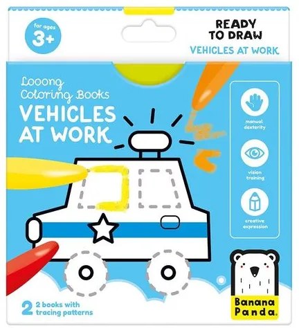 Banana Panda Βιβλία Ζωγραφικής 2Τμχ 3+ Ετών Looong Με Οχήματα - Vehicles At Work BPBP50156