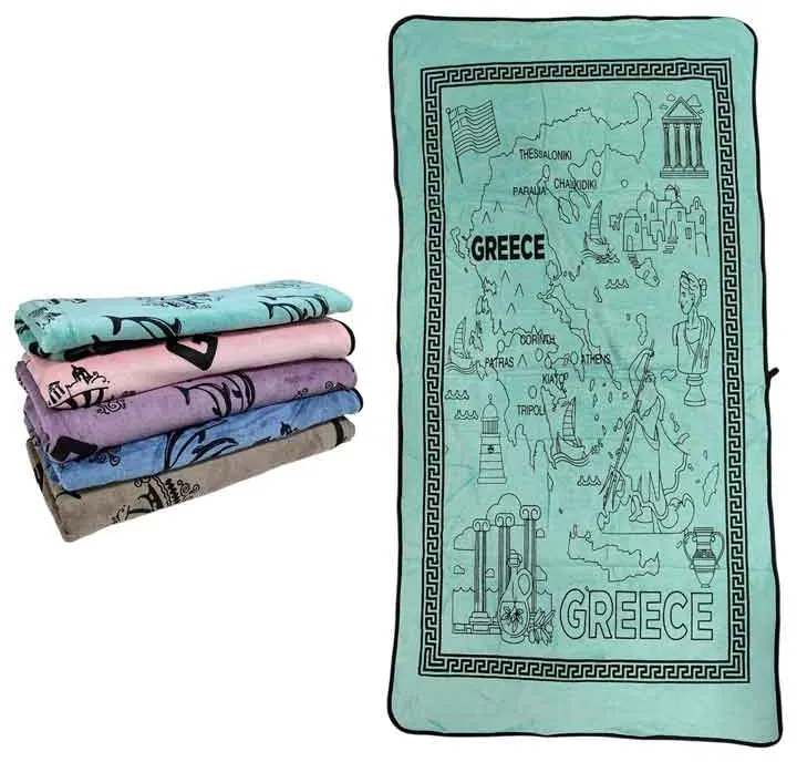 Πετσέτα θαλάσσης Greece Με Χάρτη Της Ελλάδας 140x70cm - Beach towel