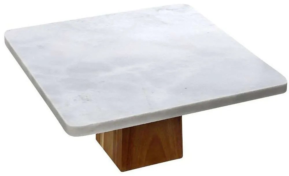 Τουρτιέρα Με Πόδι FAV241 30x30x11cm Natural-White Espiel Μάρμαρο, Ξύλο