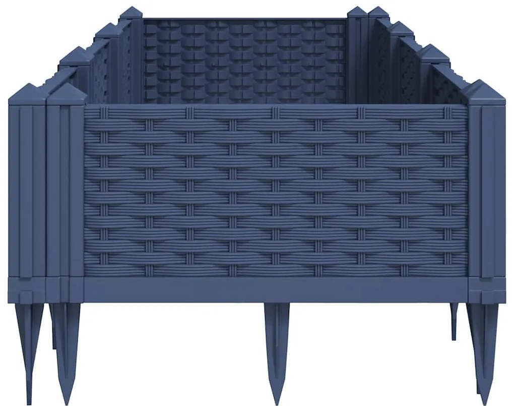 vidaXL Ζαρντινιέρα με Πασσάλους Μπλε Γκρι 125x40x28,5 εκ. Πολυπροπυλένιο