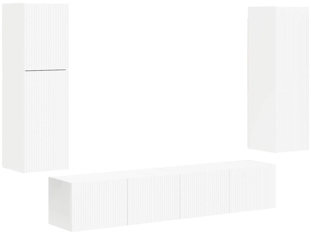 vidaXL Σετ επίπλου τηλεόρασης Επιτοίχιο 4 pcs Λευκό Επεξεργασμένο ξύλο