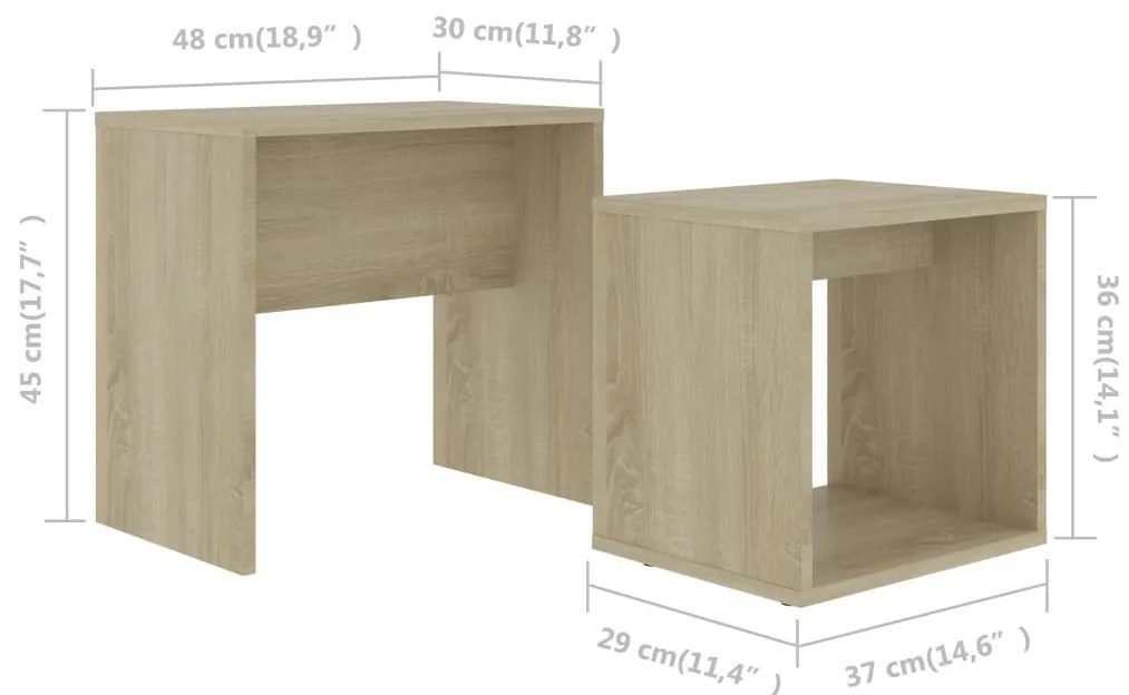 Σετ Τραπεζάκια Σαλονιού Sonoma Δρυς 48x30x45 εκ. Μοριοσανίδα - Καφέ