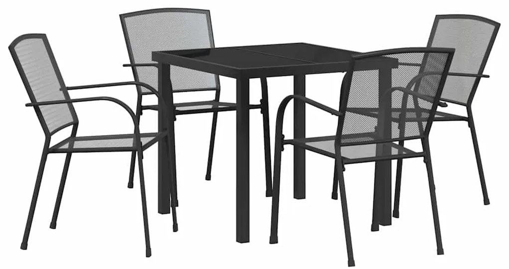 vidaXL Σέτ φαγητού για κήπο 5 pcs Ανθρακί Χάλυβας με επίστρωση πούδρας