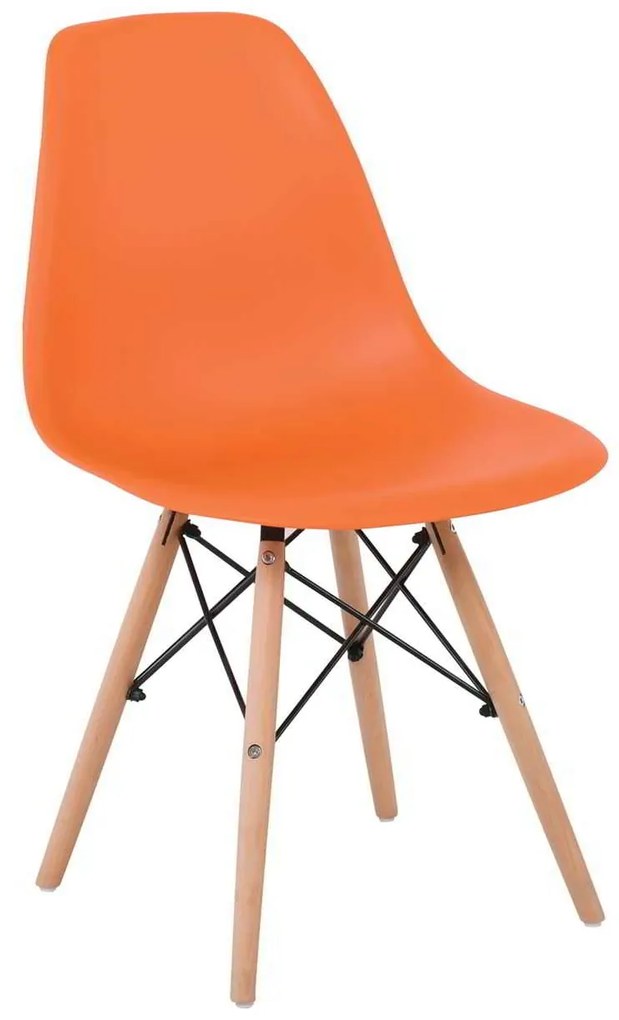Καρέκλα ART Wood PP Πορτοκαλί 46x52x82cm (Σετ 4 ΤΕΜ)