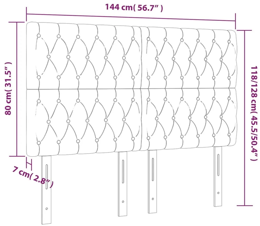 vidaXL Κεφαλάρι Κρεβατιού LED Κρεμ 144x7x118/128 εκ. Υφασμάτινο