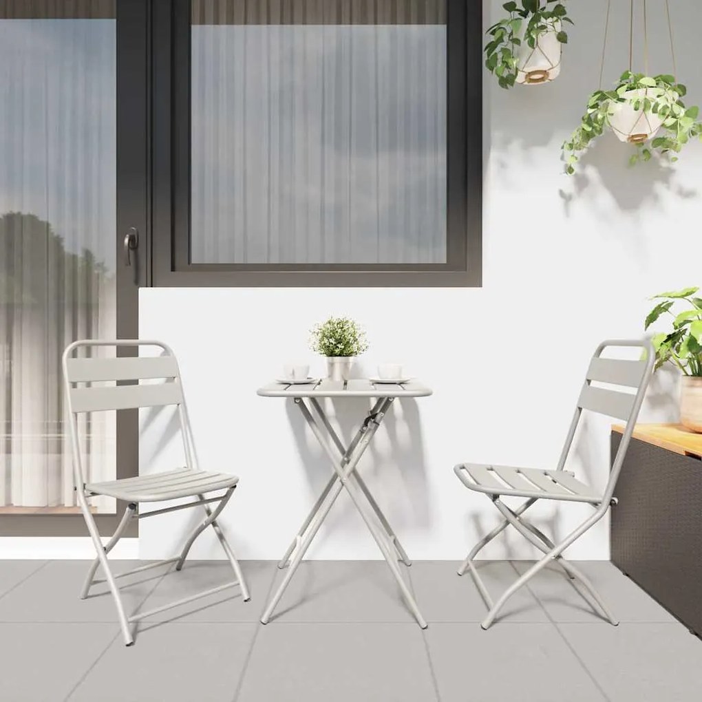 vidaXL Σετ μπιστρό 3 pcs Μπεζ Ατσάλι