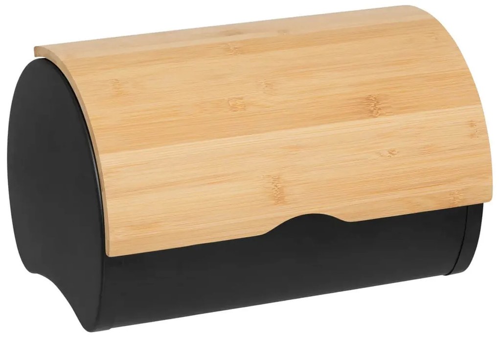 Ψωμιέρα 5five με καπάκι και διαστάσεις 32x20.5x24cm - Black