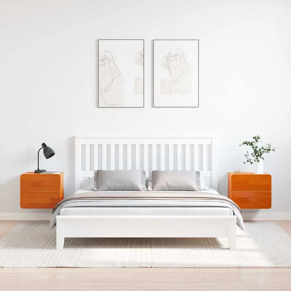 vidaXL Κομοδίνο 2 pcs Καφέ 39 x 34 x 33 εκ. Μασίφ ξύλο πεύκου