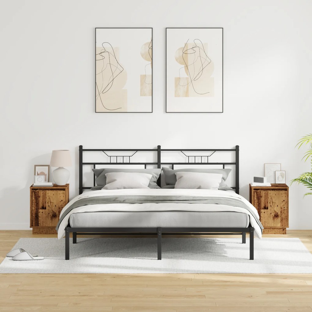 vidaXL Κομοδίνα με LED Φώτα 2 τμχ από Παλιό Ξύλο 39x34,5x50 εκ