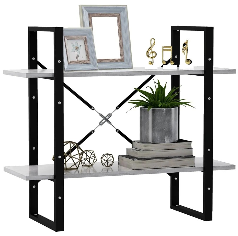 vidaXL Βιβλιοθήκη με 2 Ράφια Γκρι Σκυρ. 80 x 30 x 70 εκ. Επεξ. Ξύλο