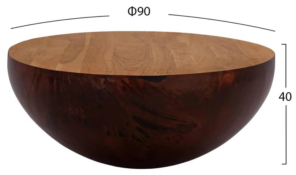 ΔΙΑΚΟΣΜΗΤΙΚΟ ΤΡΑΠΕΖΙ ΣΑΛΟΝΙΟΥ BOWL Φ90X40Yεκ. RUSTY ΜΕ ΞΥΛΟ ΑΚΑΚΙΑΣ HM8717.02