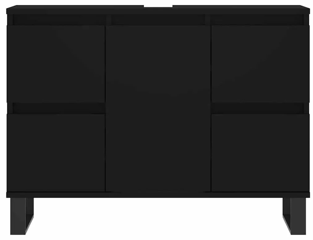 vidaXL Ντουλάπι Μπάνιου Μαύρο 80 x 33 x 60 εκ. από Επεξεργασμένο Ξύλο
