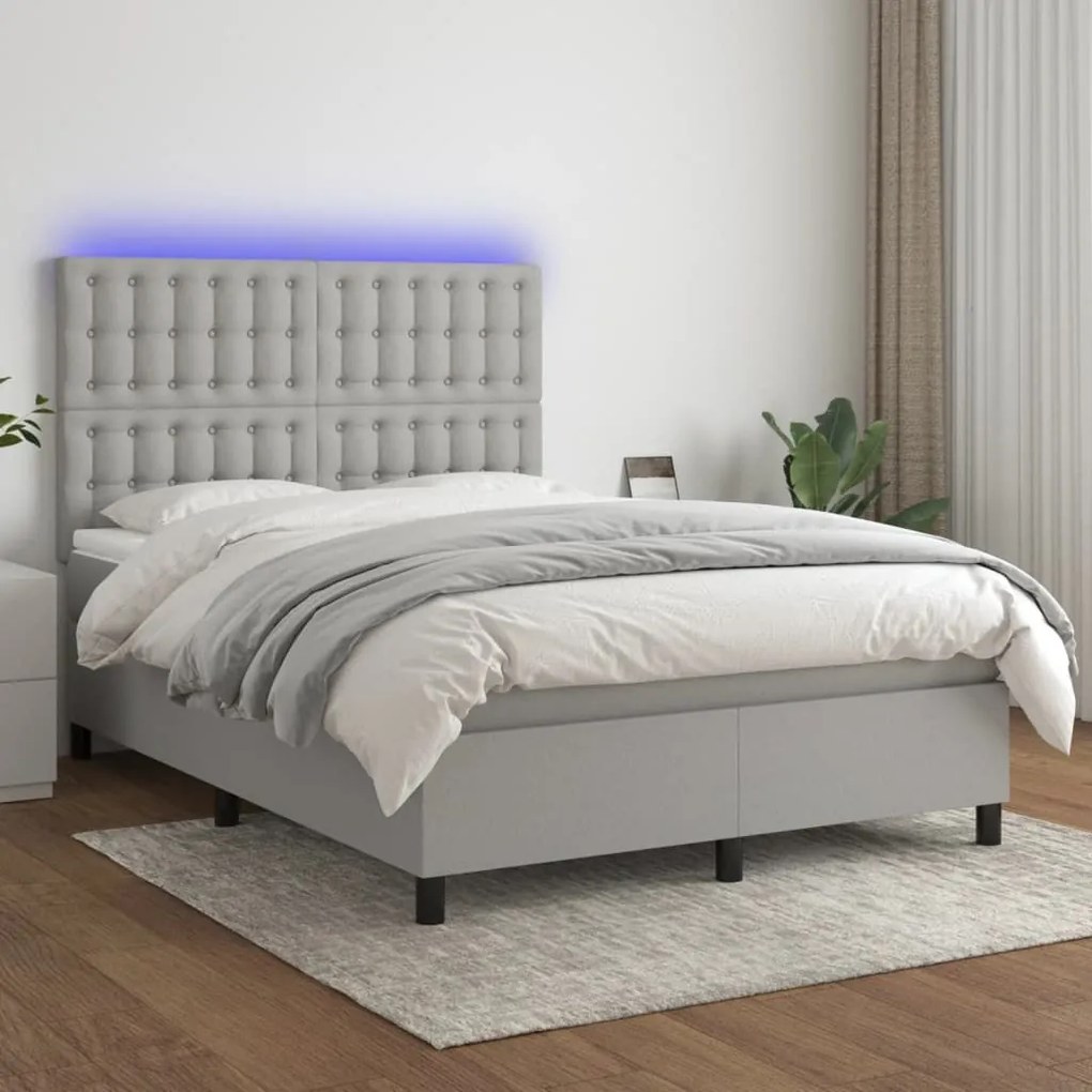 ΚΡΕΒΑΤΙ BOXSPRING ΜΕ ΣΤΡΩΜΑ &amp; LED ΑΝ.ΓΚΡΙ 140X200ΕΚ. ΥΦΑΣΜΑΤΙΝΟ 3135197