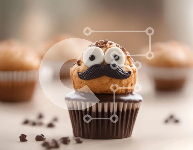 Intra Συλλεκτικό Ξύλινο Παζλ Plywood  4mm - Cupcake Eyeball με μουστάκι και τσιπς σοκολάτας Σε Ξύλινο Κουτί - Διαστάσεις: 10x10 cm – 25 κομμάτια