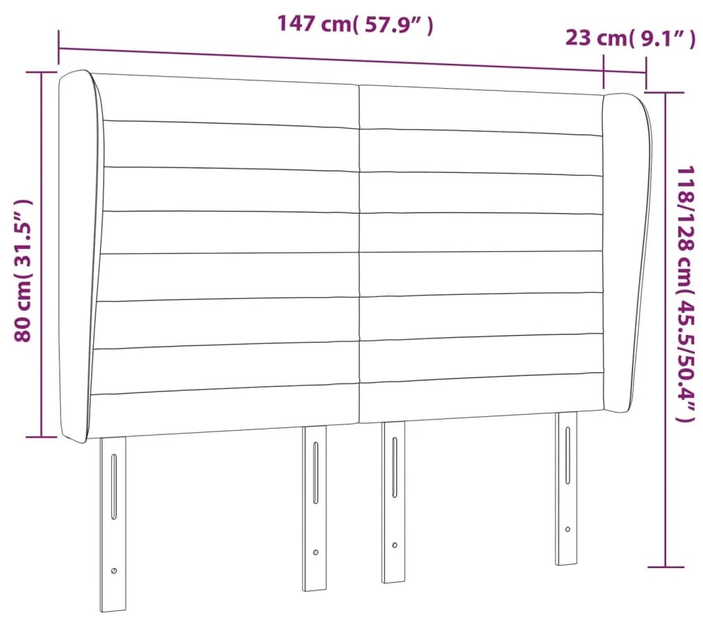 Κεφαλάρι με Πτερύγια Σκούρο Μπλε 147x23x118/128 εκ.Βελούδινο - Μπλε