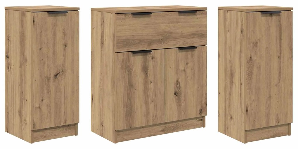 vidaXL Πλαϊνό γραφείο με συρτάρι 3 pcs Artisan Oak Επεξεργασμένο ξύλο