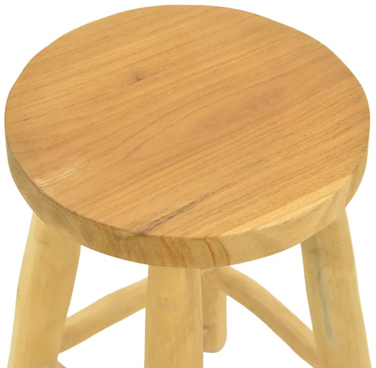 Σκαμπό Sega pakoworld teak ξύλο σε φυσική απόχρωση Φ30x45εκ