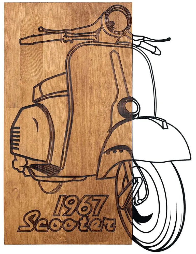 Διακοσμητικό Τοίχου Nostalgic Scooter 279ENZ1845 44x59,5cm Walnut-Black Wallity Μέταλλο,Ξύλο