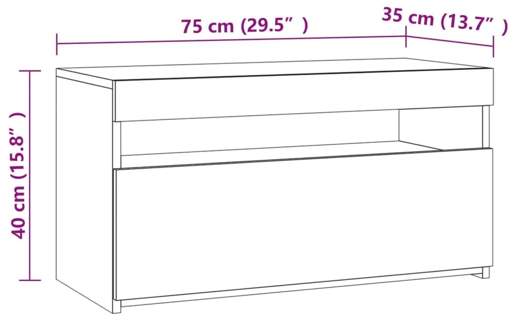 Έπιπλο Τηλεόρασης με LED Καφέ Δρυς 60 x 35 x 40 εκ. - Καφέ