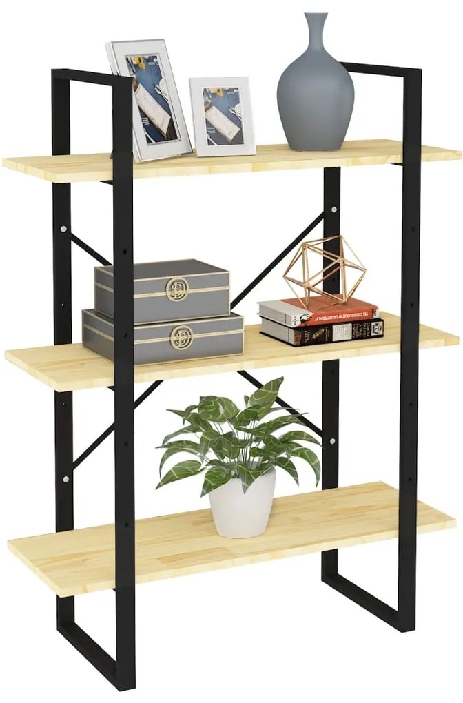 vidaXL Βιβλιοθήκη με 3 Ράφια από Μασίφ Ξύλο Πεύκου 80x30x105 εκ.