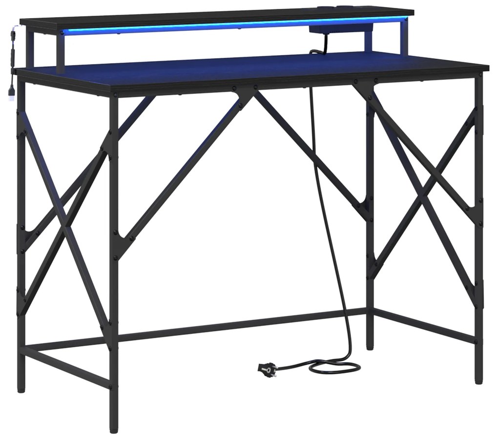 vidaXL Γραφείο Μαύρη δρυς 100 x 50 x 86.5 εκ Επεξεργασμένο ξύλο