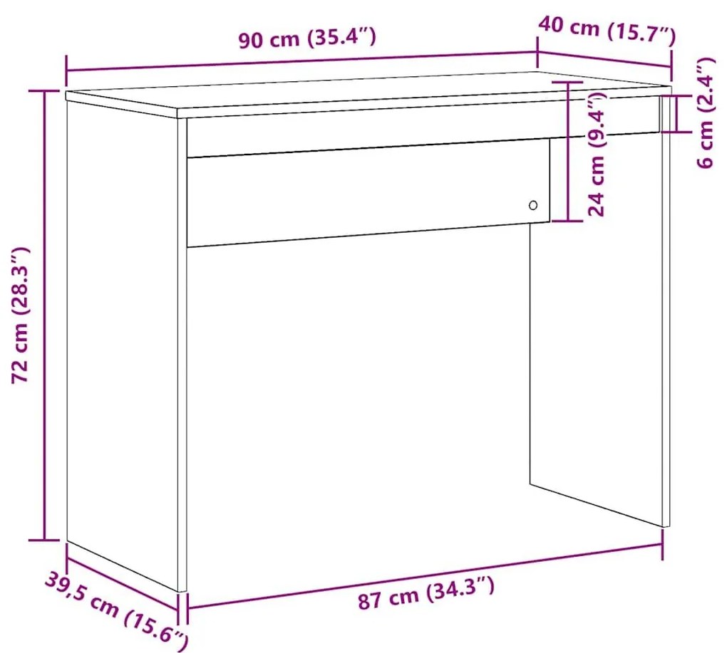 Γραφείο Αρτισιανή Δρυς 90x40x72 εκ. από Επεξεργασμένο Ξύλο - Καφέ