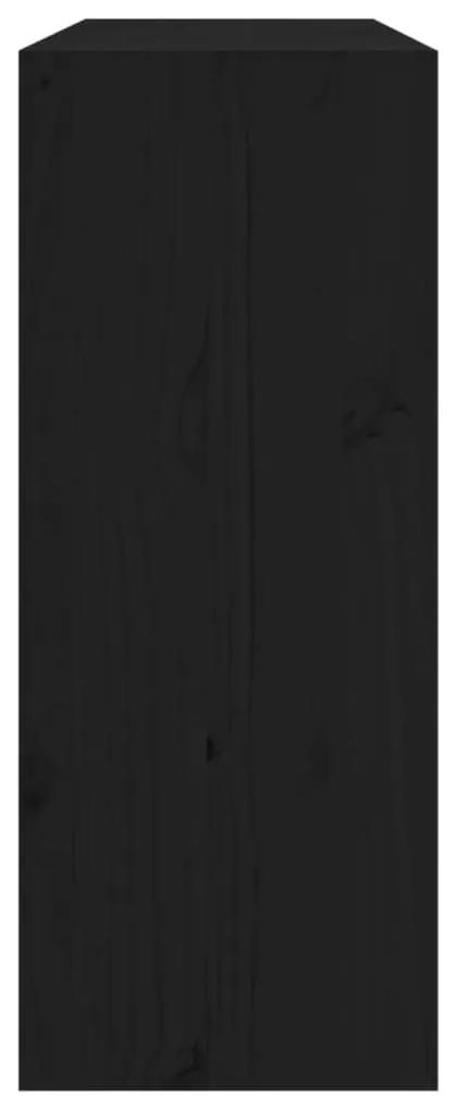 Κάβα Κρασιών Μαύρη 62 x 25 x 62 εκ. από Μασίφ Ξύλο Πεύκου - Μαύρο
