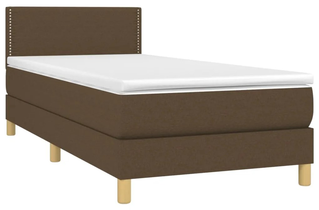 vidaXL Κρεβάτι Boxspring με Στρώμα Σκούρο Καφέ 80x200 εκ. Υφασμάτινο