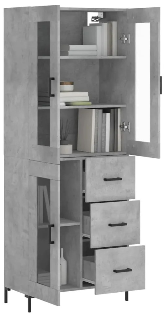 vidaXL Ντουλάπι Γκρι Σκυροδέματος 69,5x34x180 εκ. Επεξεργασμένο Ξύλο