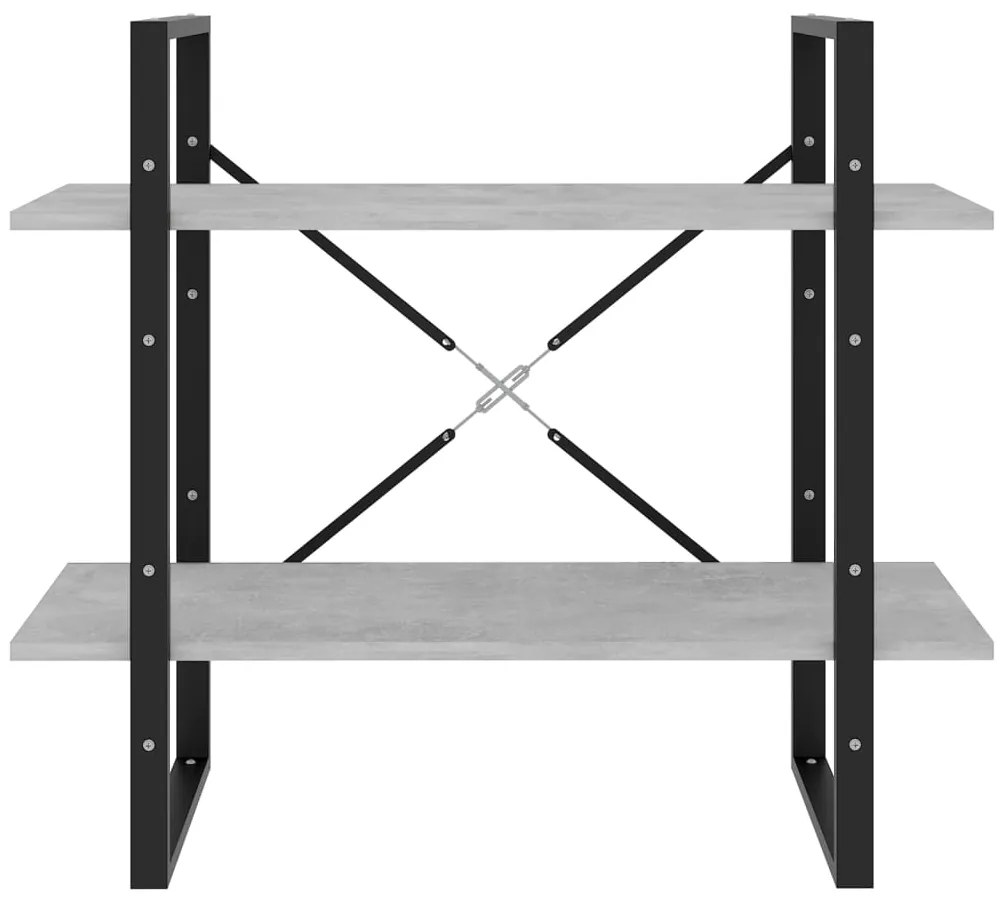 vidaXL Βιβλιοθήκη με 2 Ράφια Γκρι Σκυρ. 80 x 30 x 70 εκ. Επεξ. Ξύλο