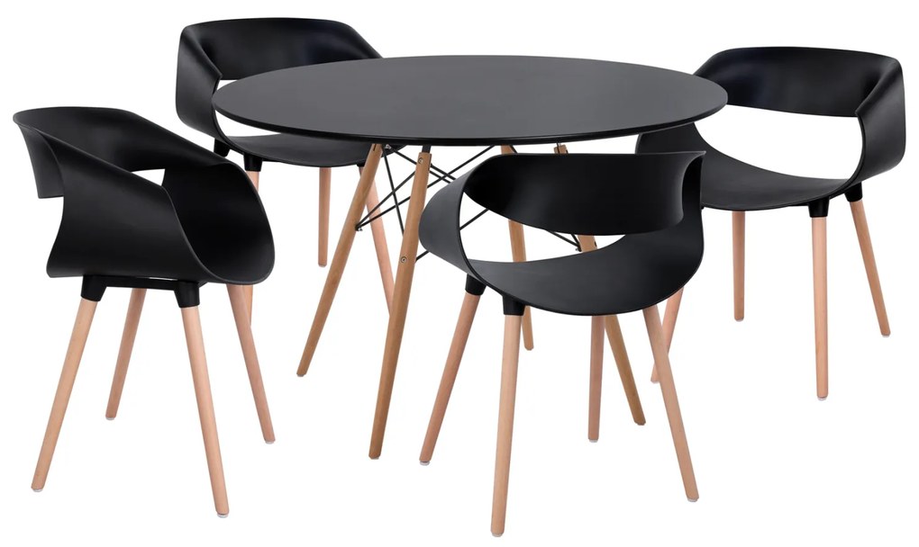 ΣΕΤ ΤΡΑΠΕΖΑΡΙΑΣ 5ΤΜΧ MAGGIE HM21187 MDF TOP &amp; ΠΟΛΥΠΡΟΠΥΛΕΝΙΟ ΣΕ ΜΑΥΡΟ ΧΡΩΜΑ