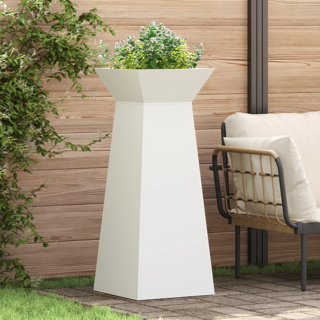 vidaXL Βάση Φυτών Λευκή Μέταλλο 40 x 40 x 101 εκ. Διακοσμητικά Ένθετα