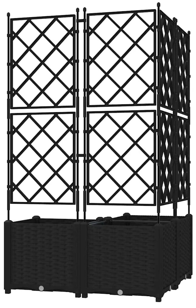 vidaXL Κηποτινάκι με Τρέλα 3 pcs Μαύρο 80 x 80 x 143 εκ. PP