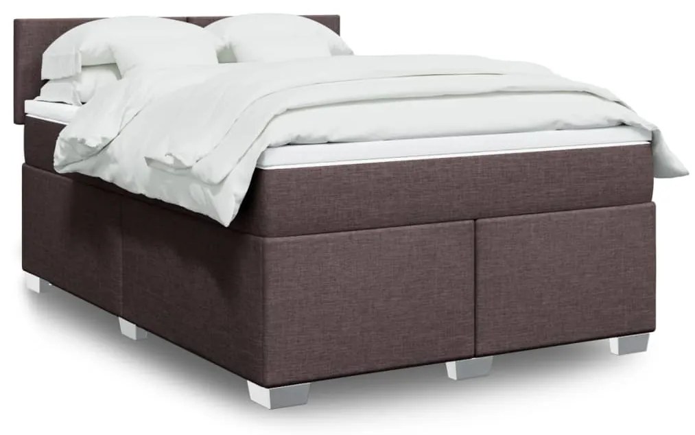 Κρεβάτι Boxspring με Στρώμα Σκούρο Καφέ 160x200 εκ Υφασμάτινο - Καφέ