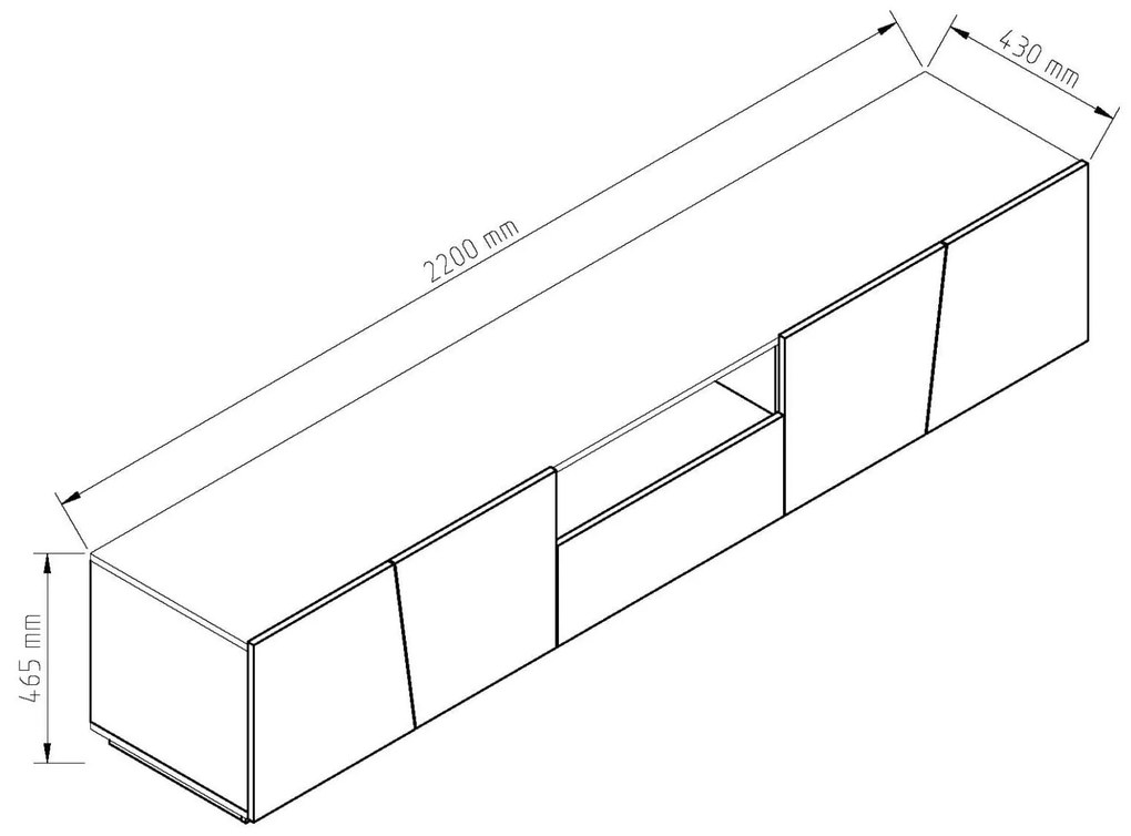 Ξύλινο Έπιπλο Τηλεόρασης INANNA Λευκό Gloss Μ220xΠ43xΥ46,5cm