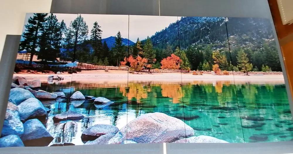 Λίμνη με εικόνα 5 μερών σε όμορφη φύση - 100x50