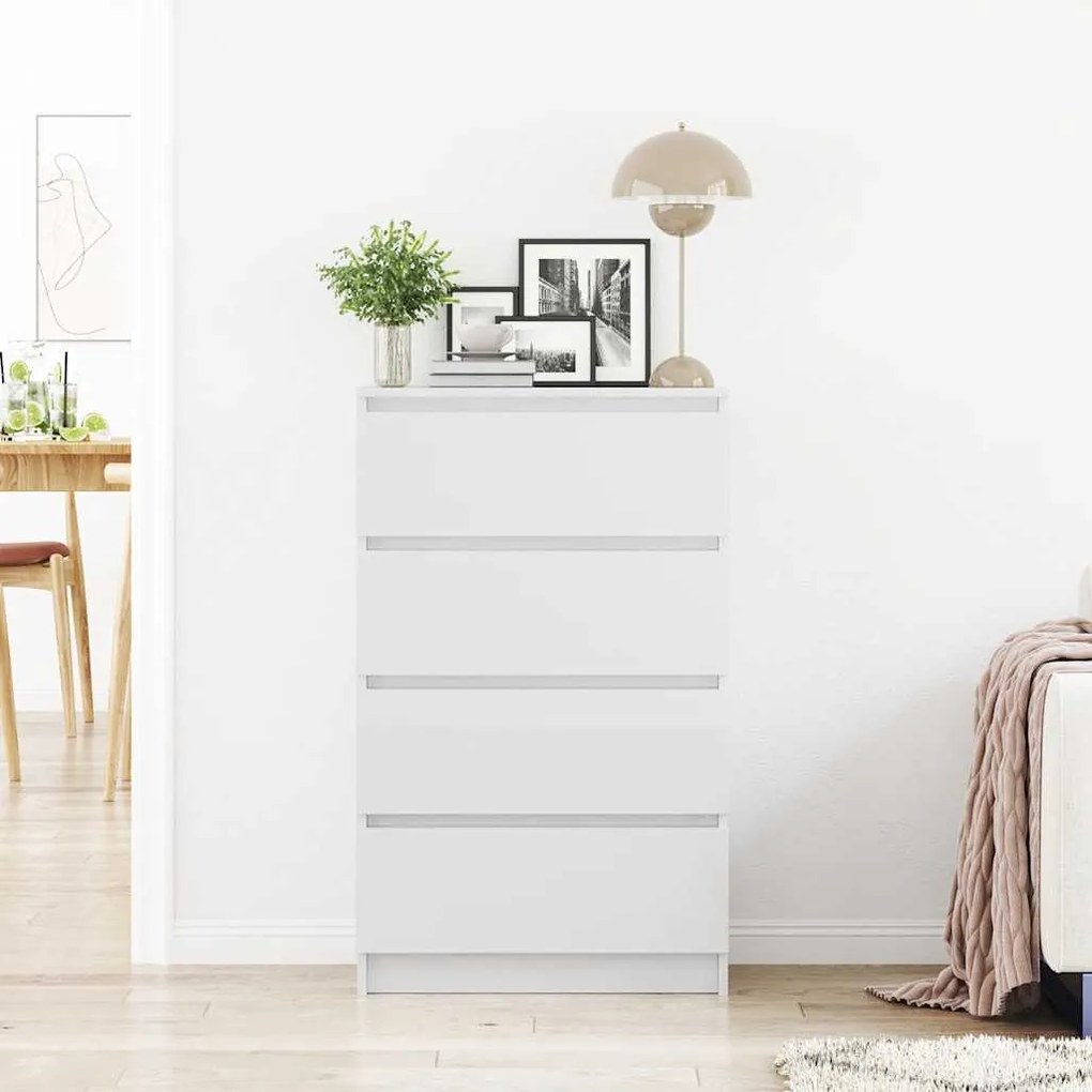 vidaXL Συρταριέρα Γυαλιστερό Λευκό 60x35x98,5 εκ. Επεξεργασμένο Ξύλο