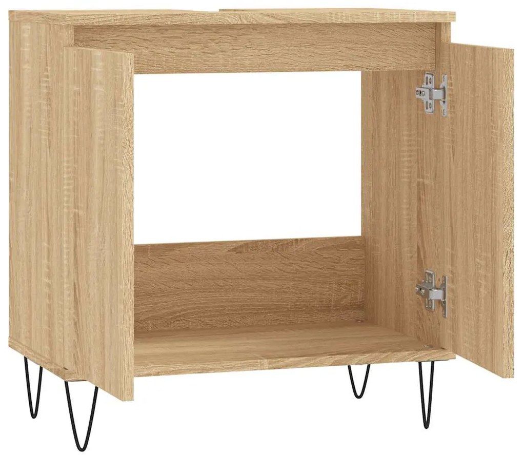 vidaXL Ντουλάπι Μπάνιου Sonoma Δρυς 58 x 33 x 60 εκ. από Επεξεργ. Ξύλο