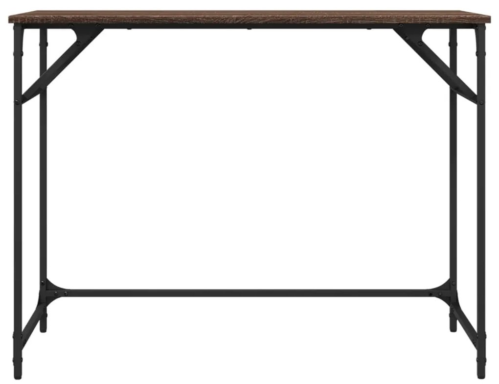 vidaXL Γραφείο Καφέ Δρυς 100x45x76 εκ Επ. Ξύλο/Ατσάλι Ηλ. Βαφή Πούδρας