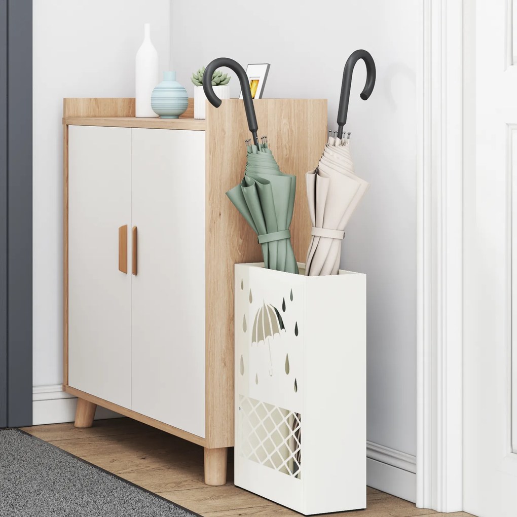 vidaXL Λευκή Βάση Ομπρέλας - 28x12x41 εκ., Ατσάλι