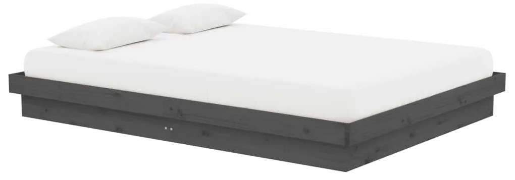 vidaXL Πλαίσιο Κρεβατιού Γκρι 140 x 190 εκ. από Μασίφ Ξύλο