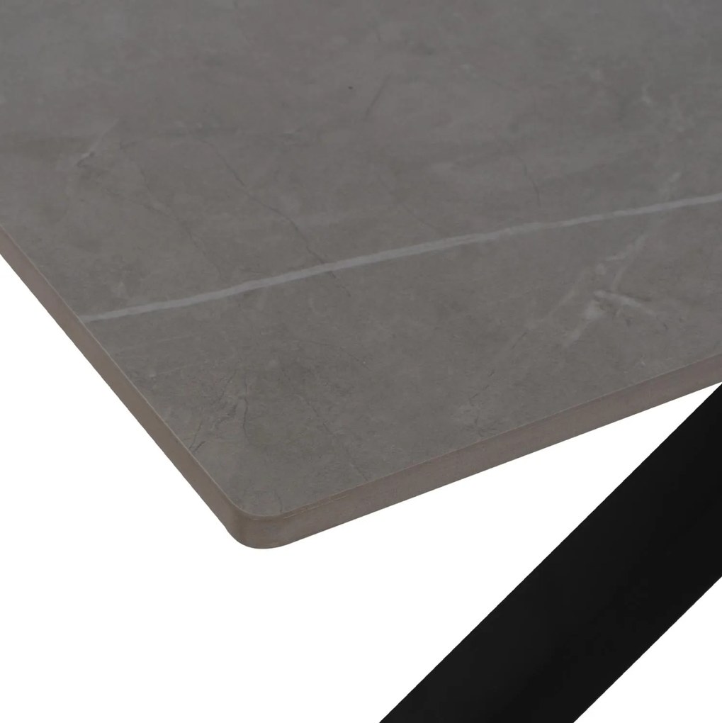 ΤΡΑΠΕΖΙ ΤΡΑΠΕΖΑΡΙΑΣ SYNTEC SINTERED STONE ΓΚΡΙ ΜΕΤΑΛΛΙΚΑ ΠΟΔΙΑ 160x90x75Υεκ.