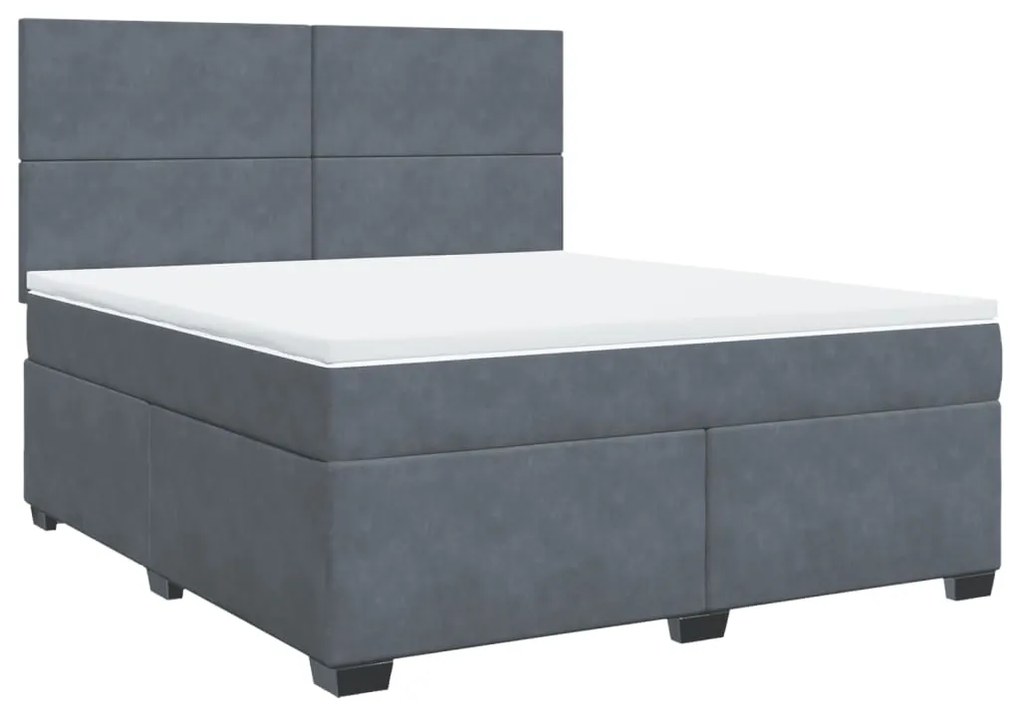 vidaXL Κρεβάτι Boxspring με Στρώμα Σκούρο Γκρι 180x200 εκ. Βελούδινο